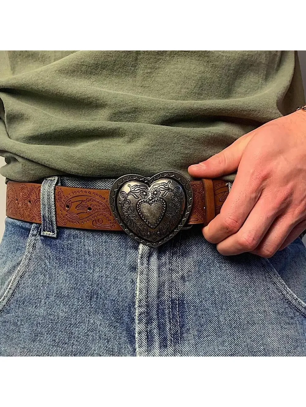 Vintage Western Brown Black Belt 40 Inch